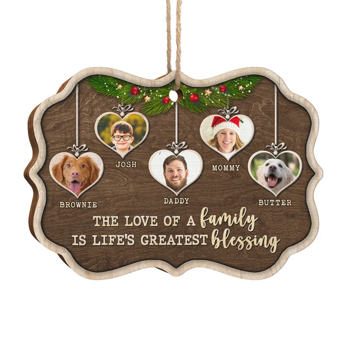 The Love Of Family - Personalized Custom Benelux Shaped Wood Christmas Ornament, Personalized Portrait Family Photo, Custom Photo Ornament - Upload Image, Gift For Family, Christmas Gift - Image 3