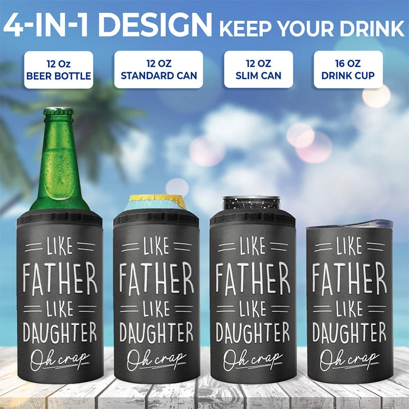 This Guy Is One Awesome Dad - Family Personalized Custom 4 In 1 Can Cooler Tumbler - Birthday Gift For Dad - Image 3