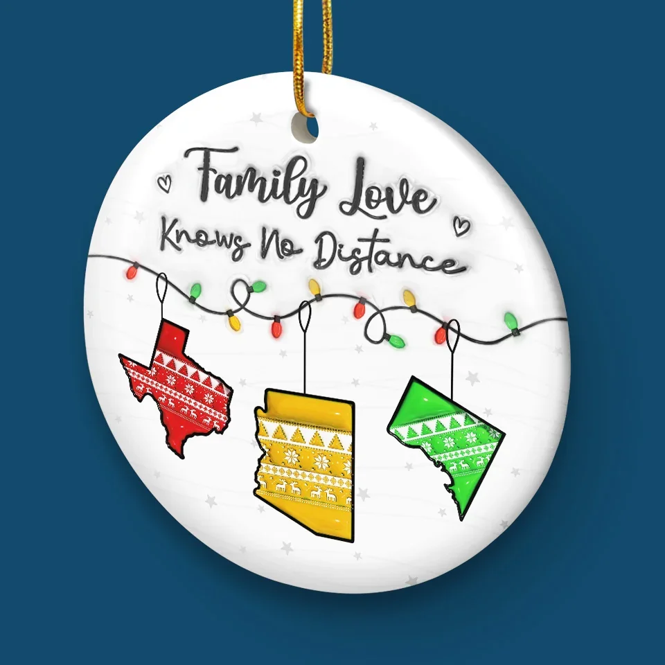Long Distance Together Forever, Never Truly Apart - Family Personalized Custom Ornament - Ceramic Round Shaped - Christmas Gift For Family Members - Image 5