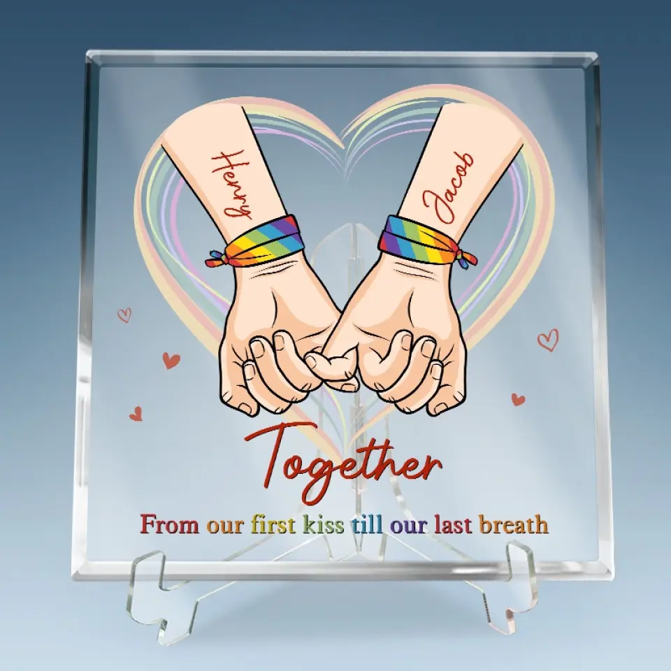 Together From Our First Kiss Till Our Last Breath - Couple Personalized Custom Square Shaped Acrylic Plaque - Gift For Husband Wife, Anniversary, LGBTQ+ - Image 3