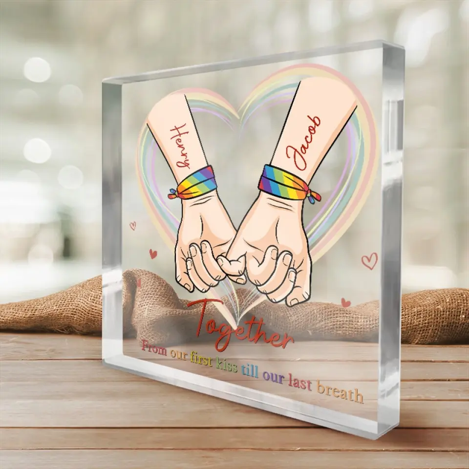 Together From Our First Kiss Till Our Last Breath - Couple Personalized Custom Square Shaped Acrylic Plaque - Gift For Husband Wife, Anniversary, LGBTQ+ - Image 4