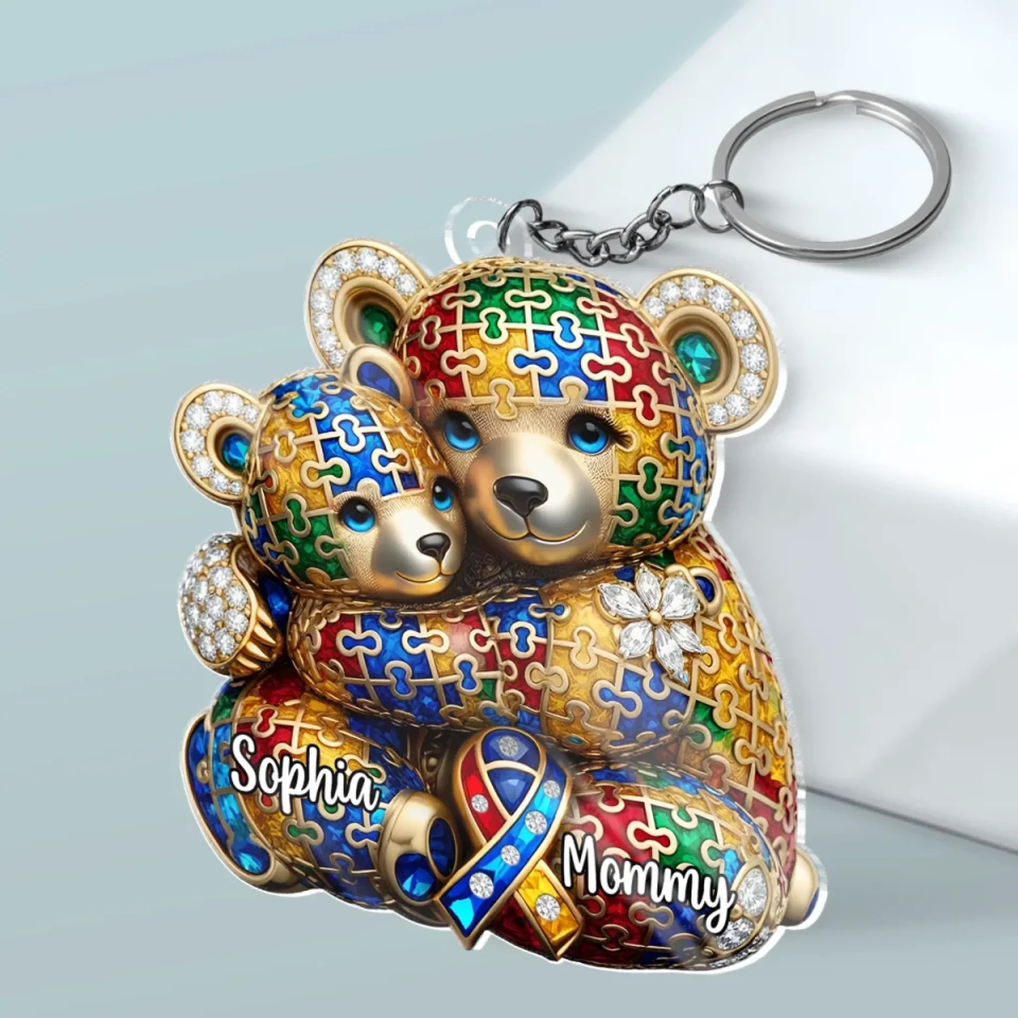 Unbreakable Love, Unstoppable Bond - Family Personalized Custom Shaped Acrylic Keychain - Mother's Day, Gift For Mom, Grandma - Image 3