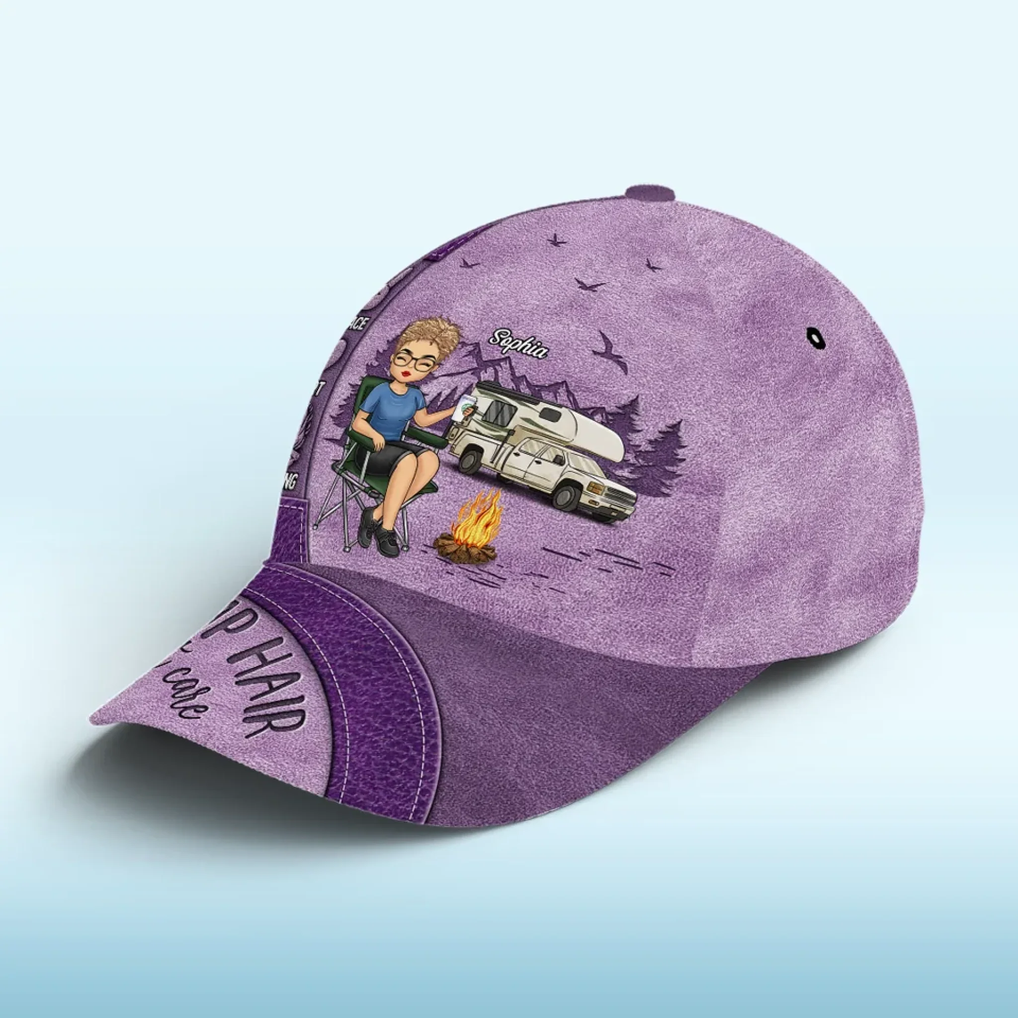 Under The Stars, We Find Peace - Camping Personalized Custom Hat, All Over Print Classic Cap - Gift For Camping Lovers - Image 4