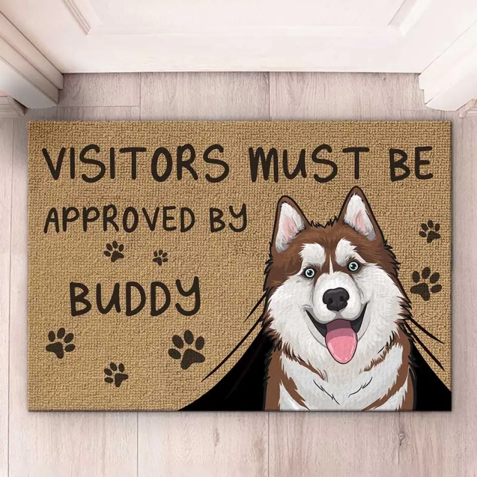 Visitors Must Be Approved By The Dogs - Dog Personalized Custom Home Decor Decorative Mat - House Warming Gift For Pet Owners, Pet Lovers - Image 3