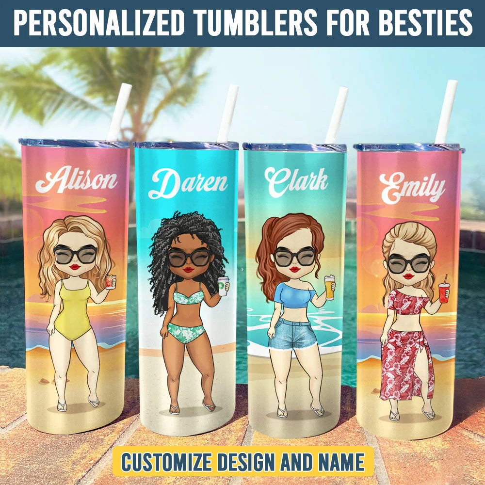 Vitamin Sea For Summer Holiday - Personalized Skinny Tumbler - Gift For Bestie - Image 2