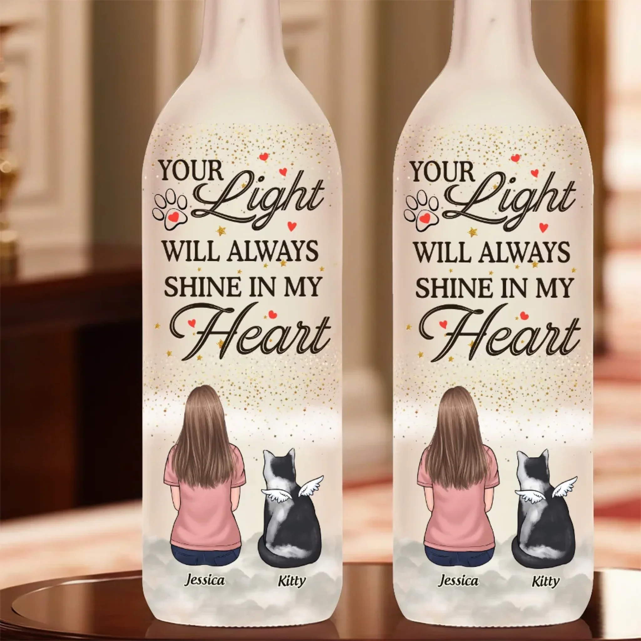 Wagging Tails In Heaven - Memorial Personalized Custom Bottle Lamp - Sympathy Gift For Pet Owners, Pet Lovers - Image 4