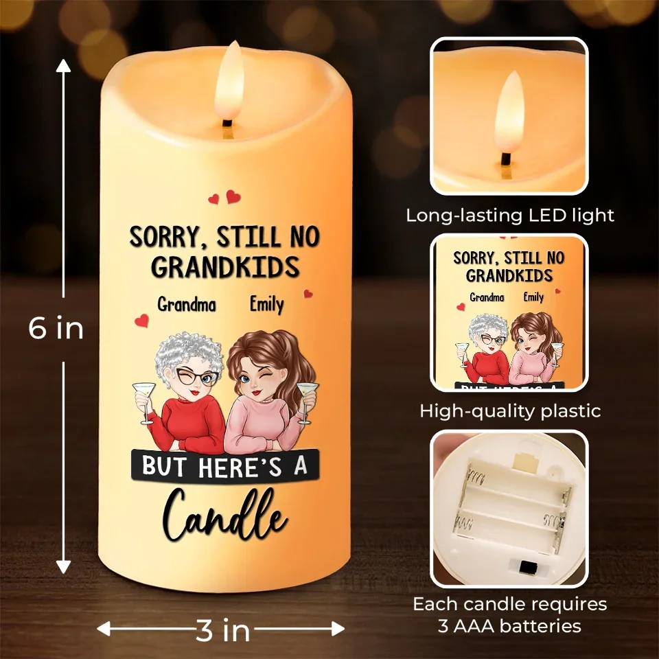 Waiting For Grandkids Is My Cardio - Family Personalized Custom LED Candle - Gift For Grandma - Image 4