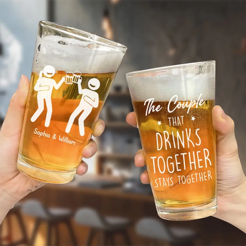 We Are Drinking Buddies For Life - Couple Personalized Custom Beer Glass - Gift For Husband Wife, Anniversary - Image 4