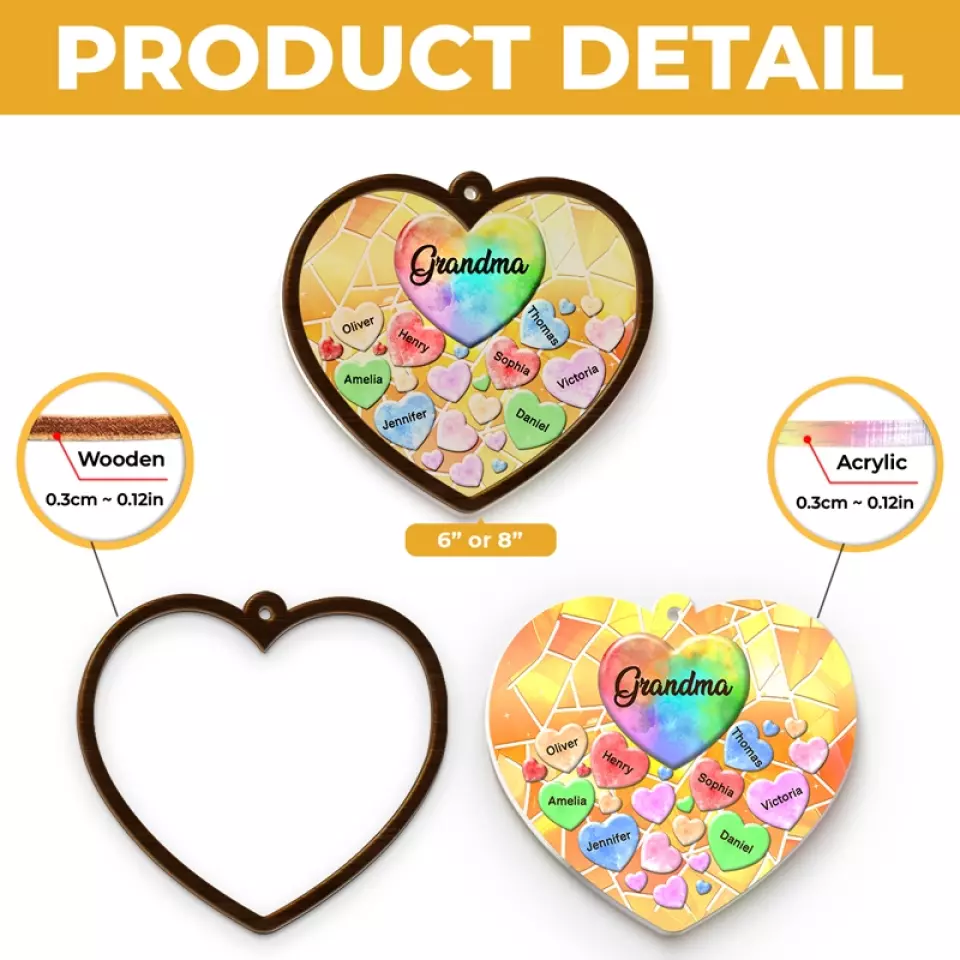 We Have You In Our Hearts - Family Personalized Window Hanging Suncatcher - Gift For Mom, Grandma - Image 5