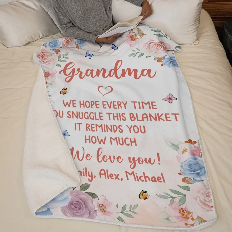 We Love You Grandma - Family Personalized Custom Blanket - Mother's Day, Gift For Mom, Grandma - Image 5