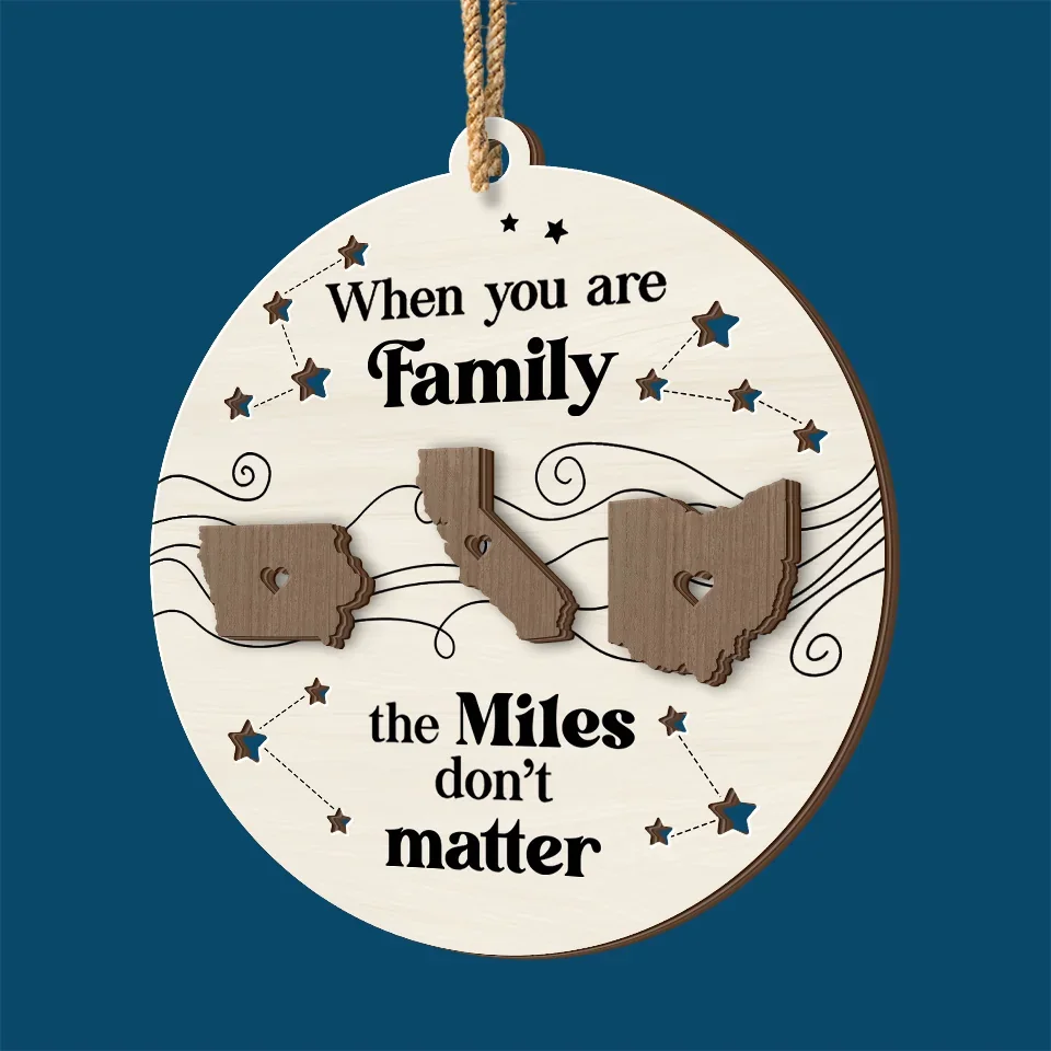Long Distance We Will Always Be Connected By Heart - Family Personalized Custom Shaped 2 Layered Wood Christmas Ornament - Christmas Gift For Family Members - Image 4