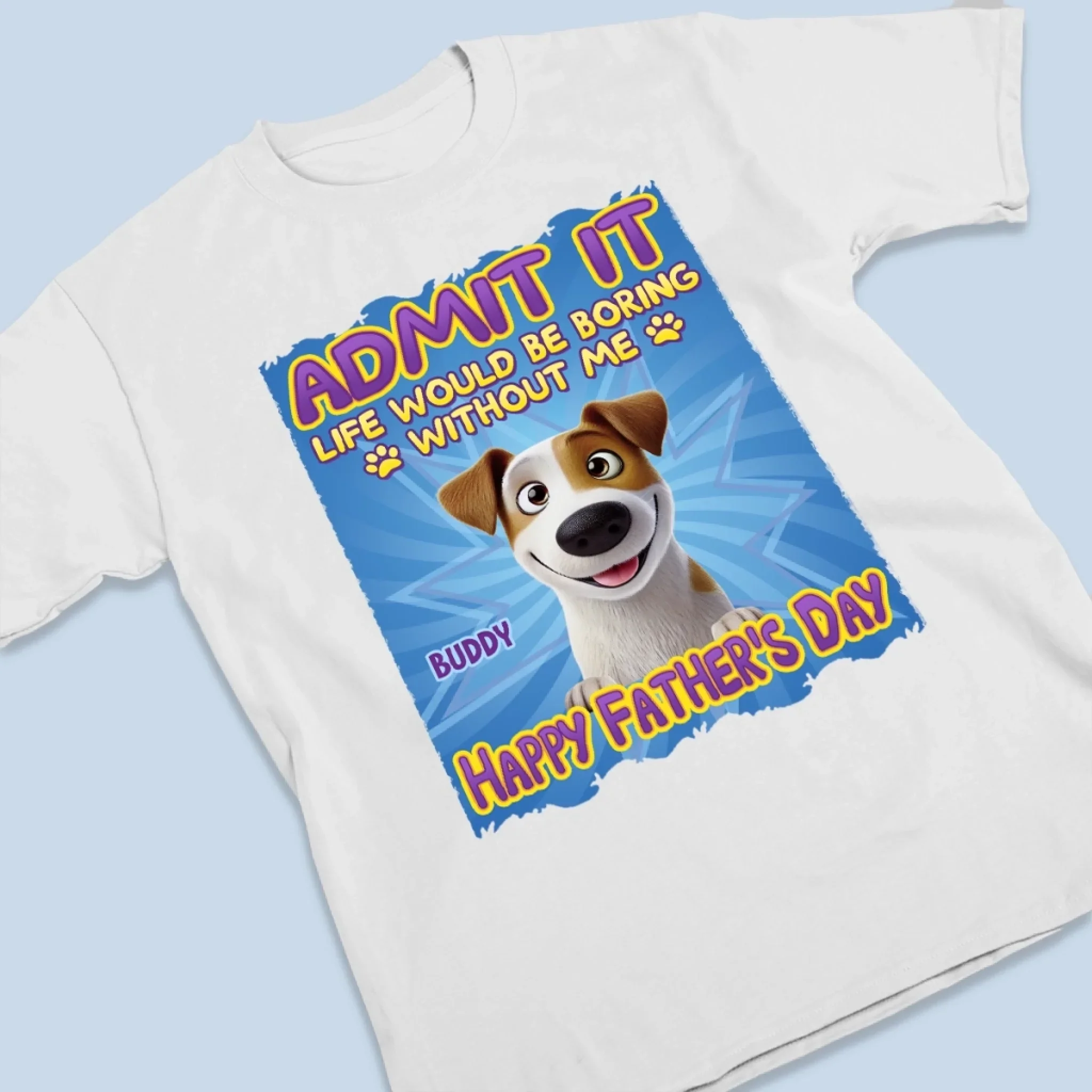 Whispers Of Love In Blue - Dog & Cat Personalized Custom Unisex T-shirt, Premium T-shirt, Hoodie - Father's Day,  Gift For Dad, Pet Owners, Pet Lovers - Image 3