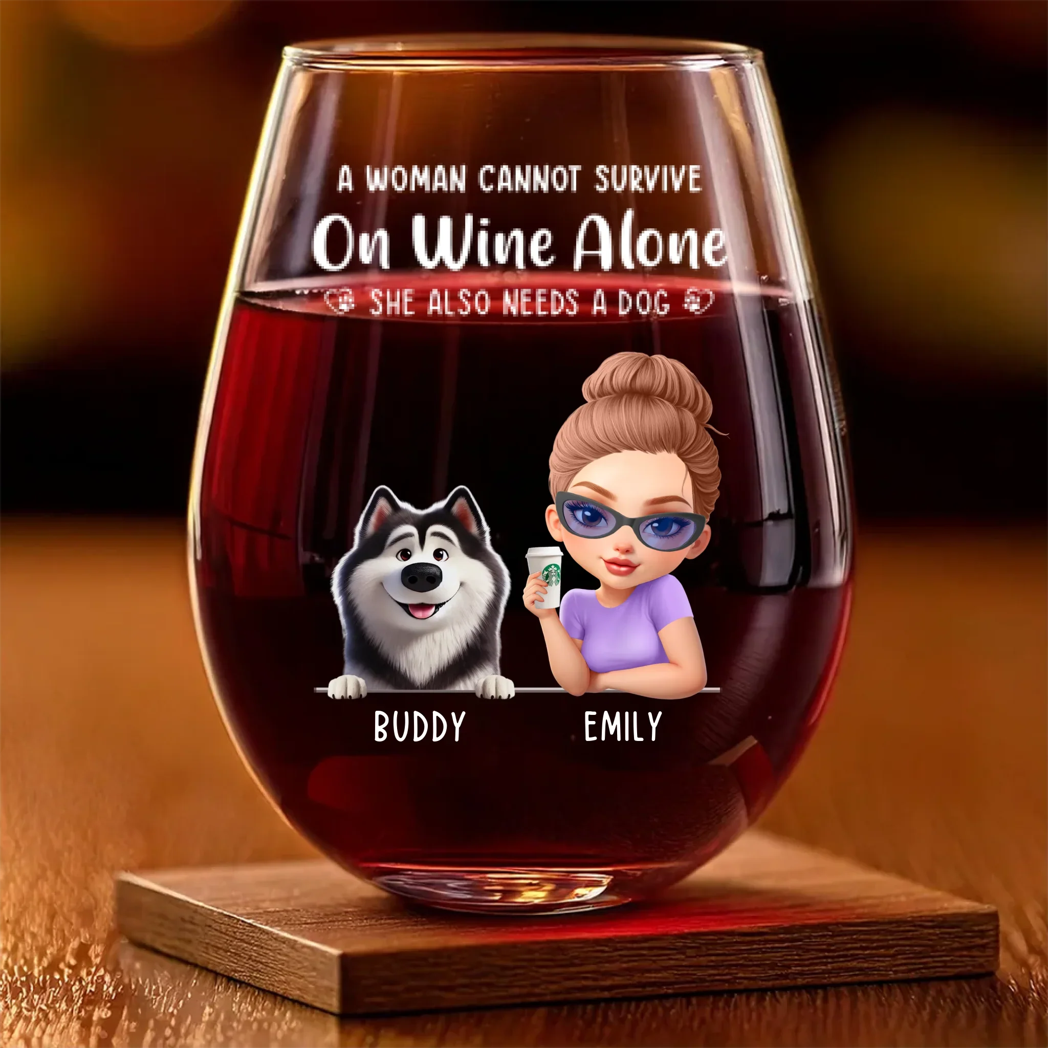 Wine In My Glass, Dog By My Side - Dog Personalized Custom Wine Glass - Mother's Day, Gift For Pet Owners, Pet Lovers - Image 2
