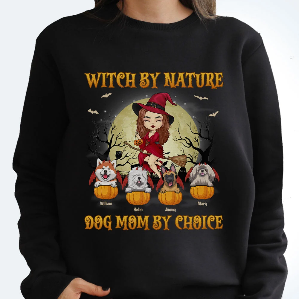 Witch By Nature But Dog Mom By Choice - Personalized Unisex T-Shirt, Hoodie, Sweatshirt - Gift For Witches, Gift For Pet Lovers, Halloween Gift - Image 3