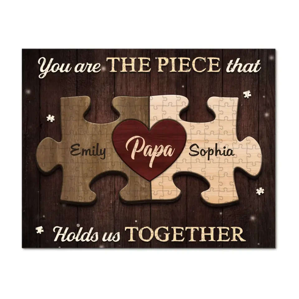 You Are The Heart Of Our Family - Family Personalized Custom Jigsaw Puzzle - Father's Day, Gift For Dad, Grandpa - Image 2