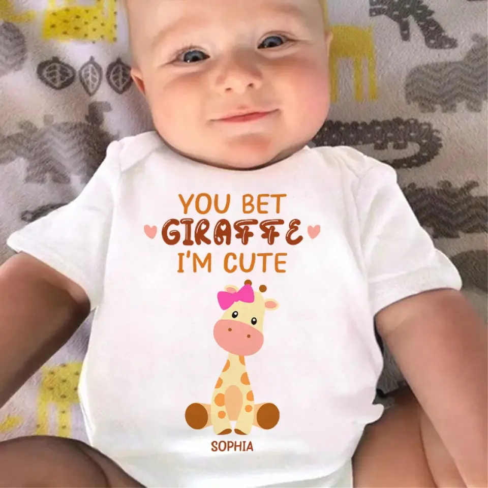 You Bet Giraffe - Family Personalized Custom Baby Onesie - Mother's Day, Baby Shower Gift, Gift For First Mom - Image 3