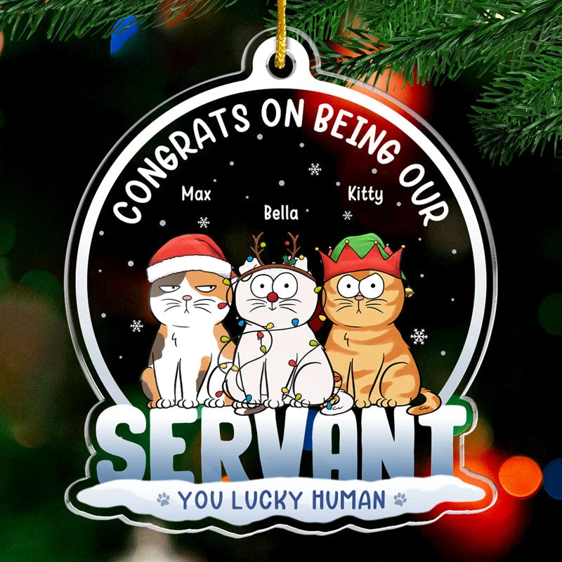 You Lucky Human - Dog & Cat Personalized Custom Ornament - Acrylic Custom Shaped - Christmas Gift For Pet Owners, Pet Lovers - Image 2
