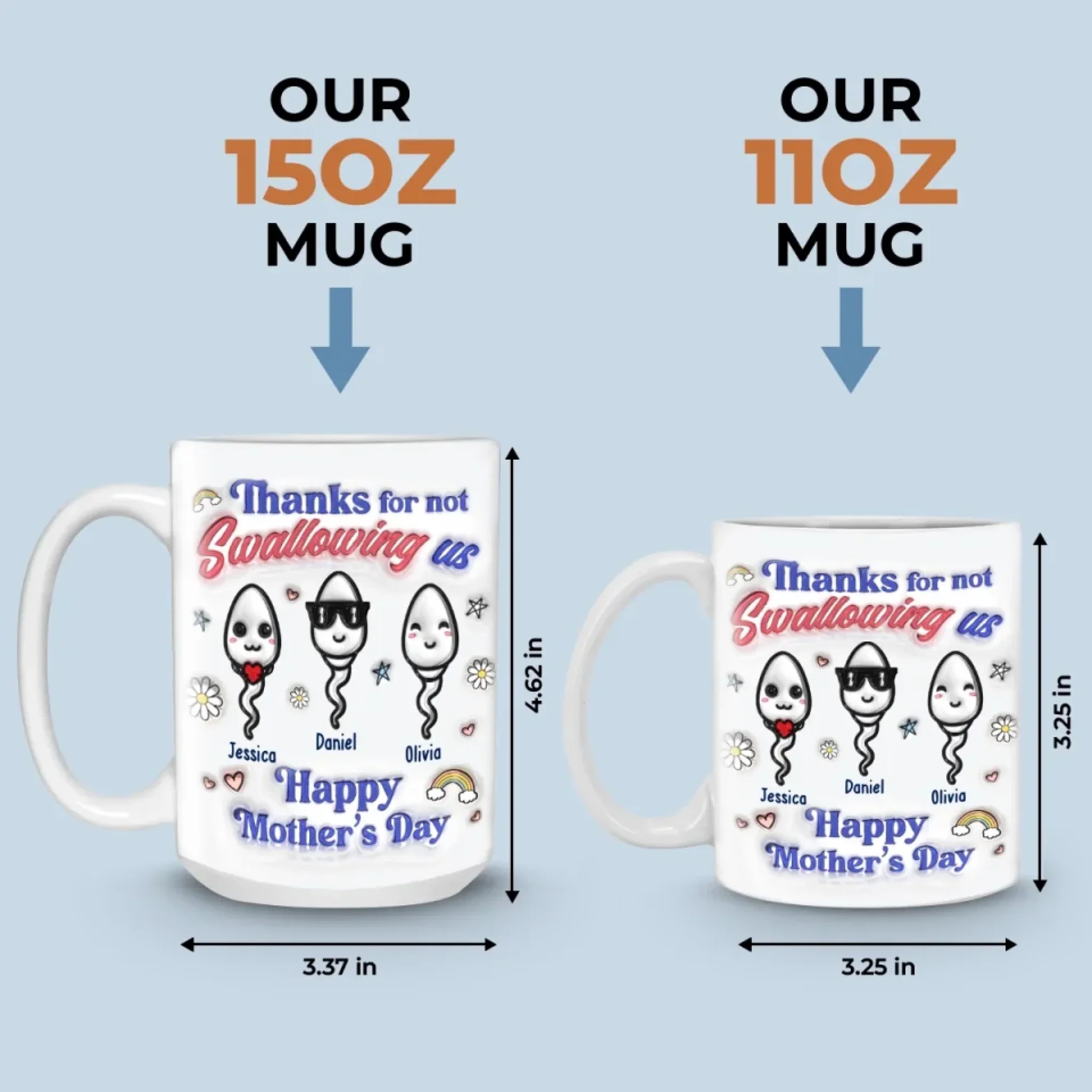 You Really Took One For The Team - Family Personalized Custom 3D Inflated Effect Printed Mug - Mother's Day, Gift For Mom - Image 6