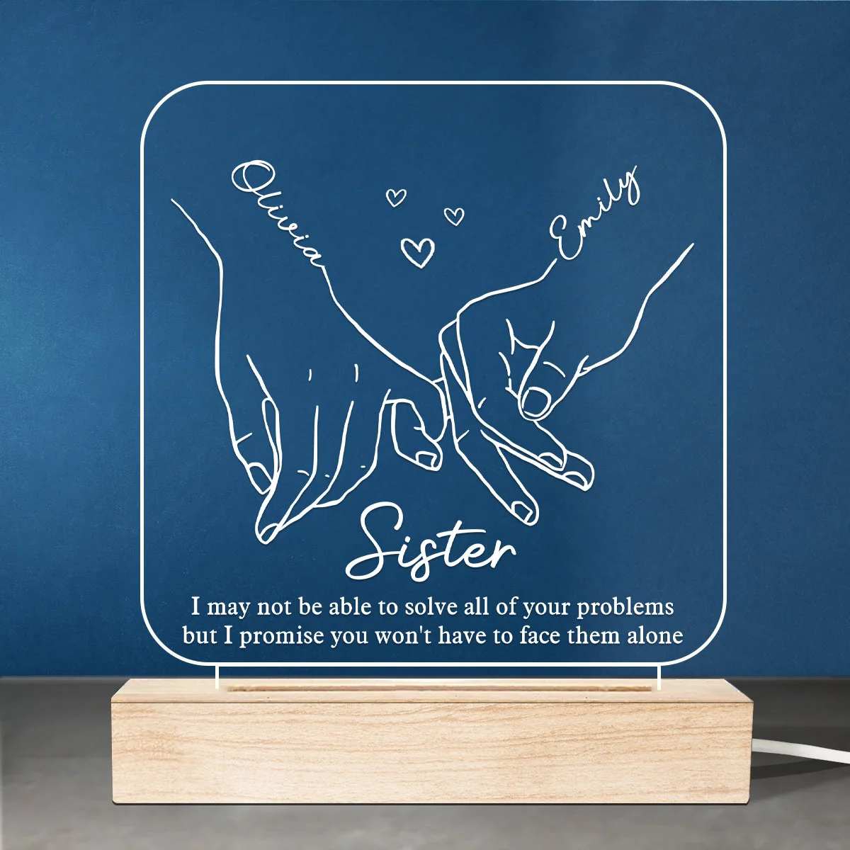 You Won't Have To Face Them Alone - Bestie Personalized Custom Square Shaped 3D LED Light - Gift For Best Friends, BFF, Sisters - Image 2