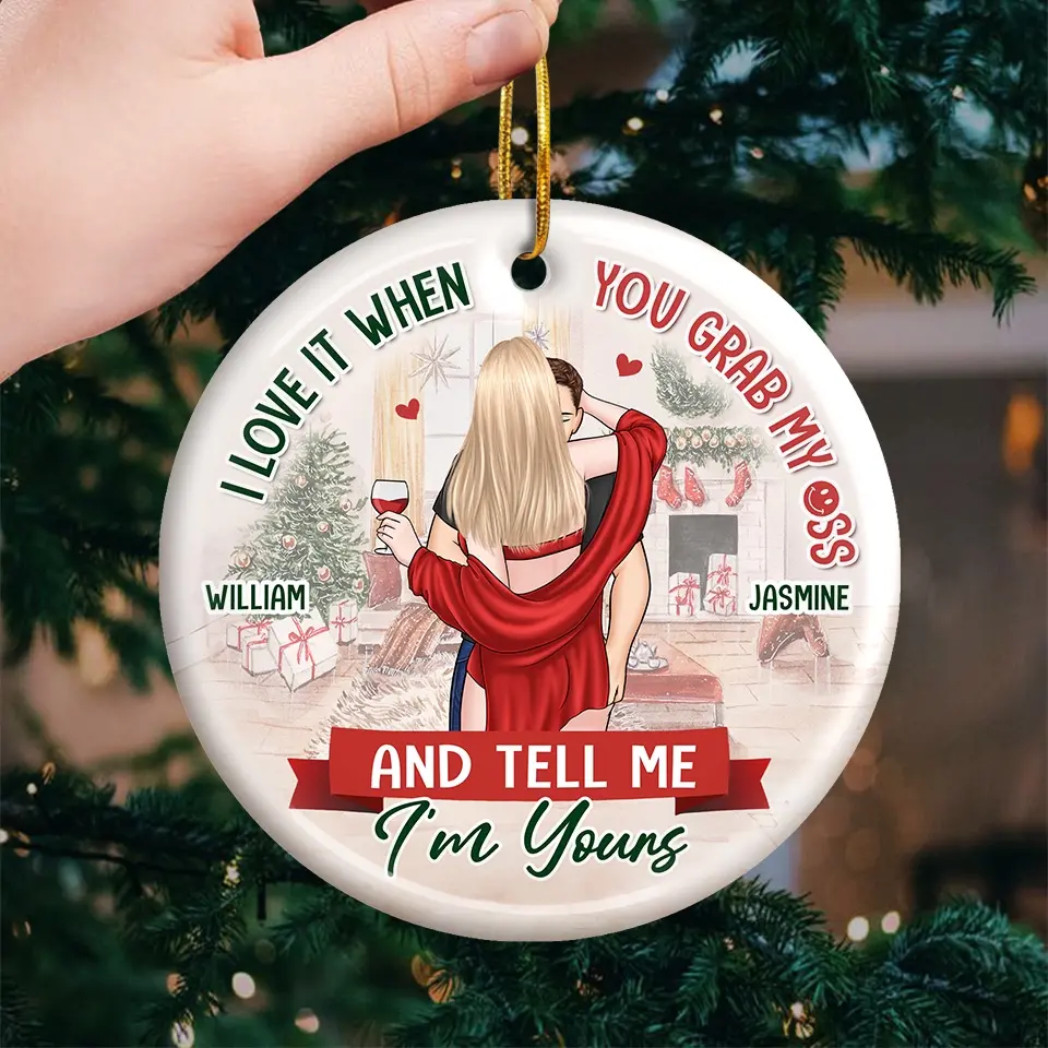 Your Kiss Is Sweeter Than Christmas Candy - Couple Personalized Custom Ornament - Ceramic Round Shaped - Christmas Gift For Husband Wife, Anniversary - Image 3