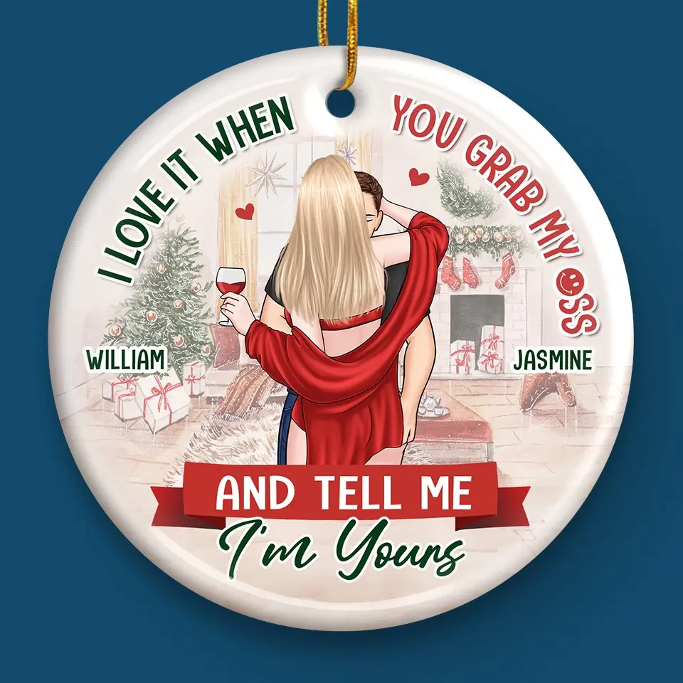 Your Kiss Is Sweeter Than Christmas Candy - Couple Personalized Custom Ornament - Ceramic Round Shaped - Christmas Gift For Husband Wife, Anniversary - Image 4