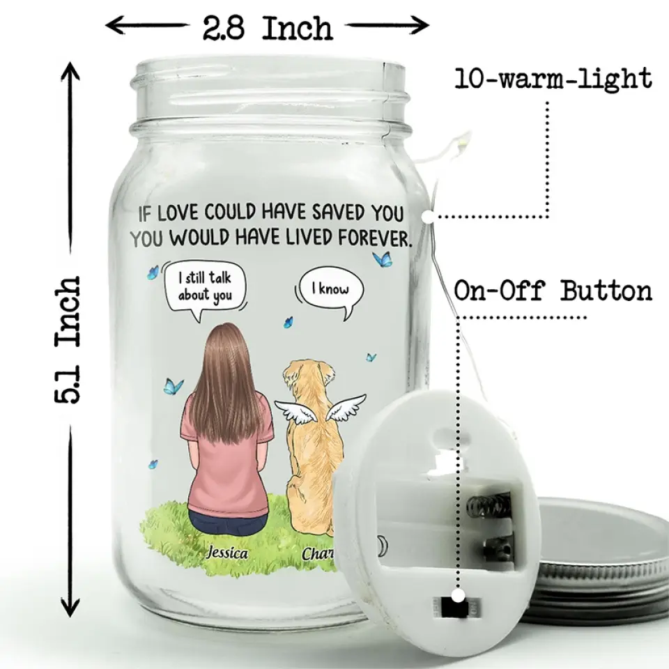 Your Light Will Always Shine In My Heart - Memorial Personalized Custom Mason Jar Light - Sympathy Gift For Pet Owners, Pet Lovers - Image 6
