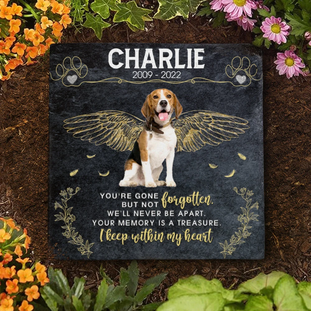 You're Gone But Not Forgotten - Personalized Memorial Stone, Pet Grave Marker - Upload Image, Memorial Gift, Sympathy Gift - Image 3
