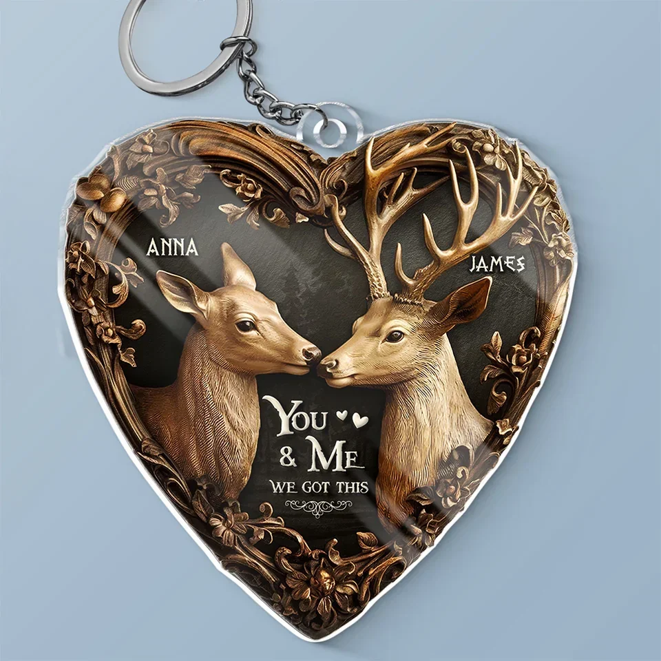 You're My Happy Place - Couple Personalized Custom Shaped Acrylic Keychain - Gift For Husband Wife, Anniversary