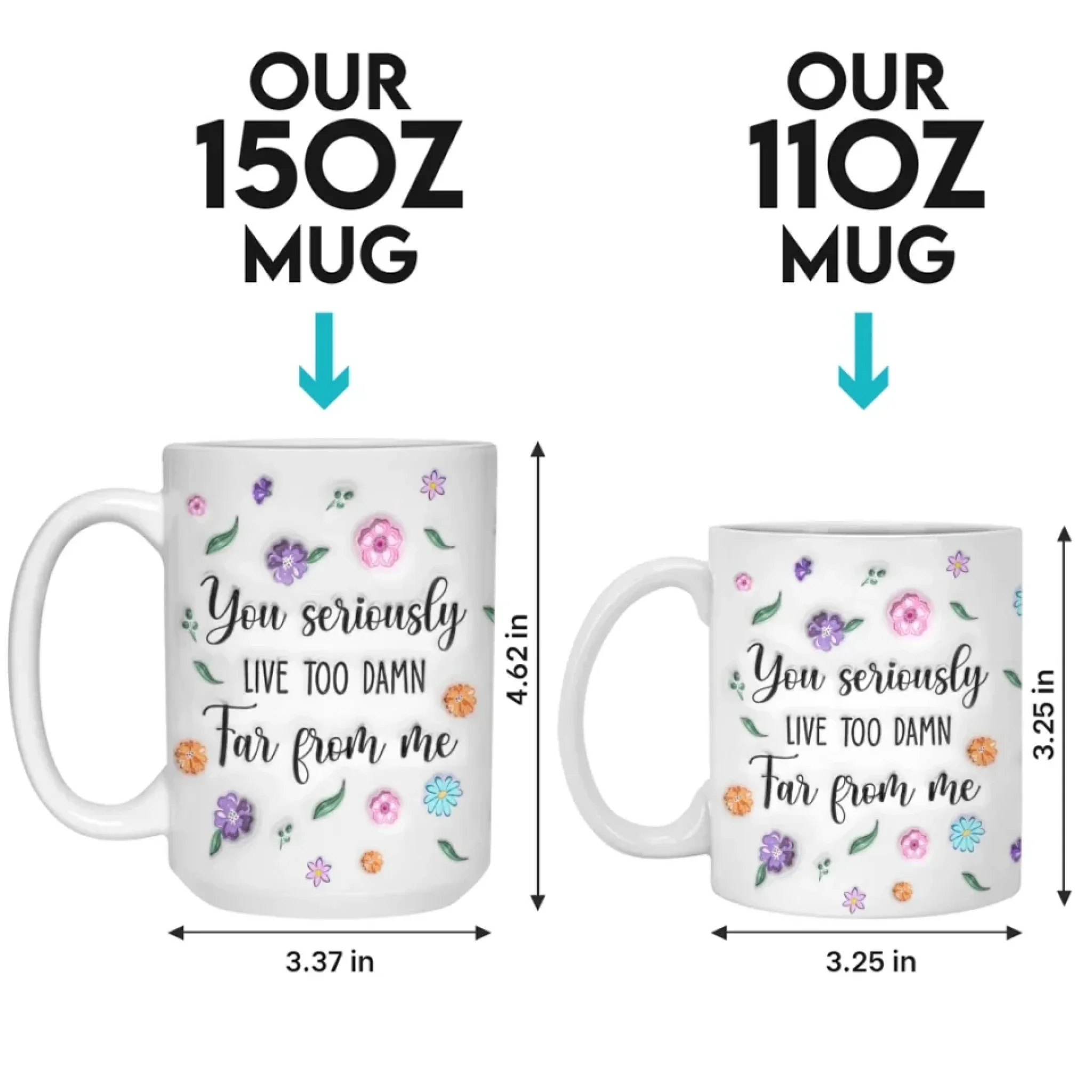 Long Distance You’re Too Far, But Forever Close - Bestie Personalized Custom 3D Inflated Effect Printed Mug - Gift For Best Friends, BFF, Sisters - Image 6
